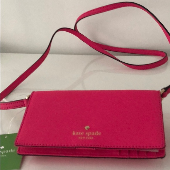 KATE SPADE HOT PINK LEATHER CROSSBODY WALLET - Picture 2 of 8